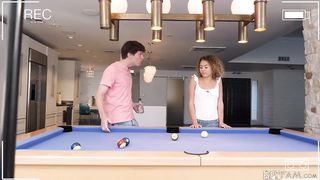 Billiard beauty banged by her own stepbro