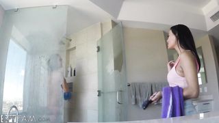 Stepsister blackmailed into a hardcore 3some