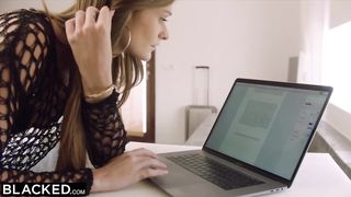 Brunette orgasming with a black peen inside