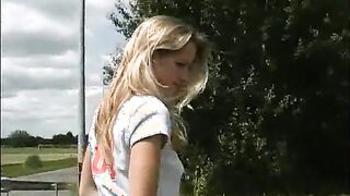light-haired nubile public upskirt